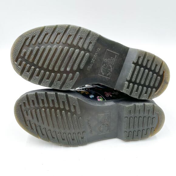 Dr Martens Pascal Boots Darcy Black Floral 8-Eye Leather Lace Up Sz 6 Women's - Picture 9 of 10